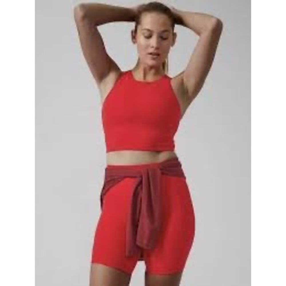 Athleta Small Red Conscious Crop Bra Tank Top Activewear Yoga Gym Workout